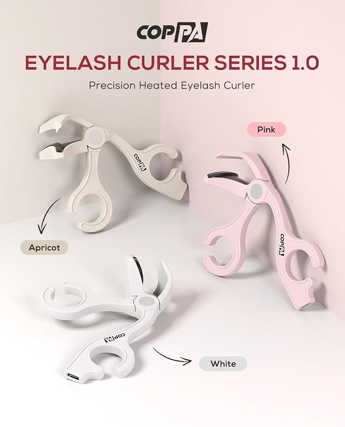 COPPA Heated Eyelash Curler, EC-1 Precision Type Lash Curler Open Style with 65°Heat & Dual-Use Corded Eyelash Curler Easy to Use for All Eye Shapes, No Pinching or Pulling Eyelash Eye Makeup Tool