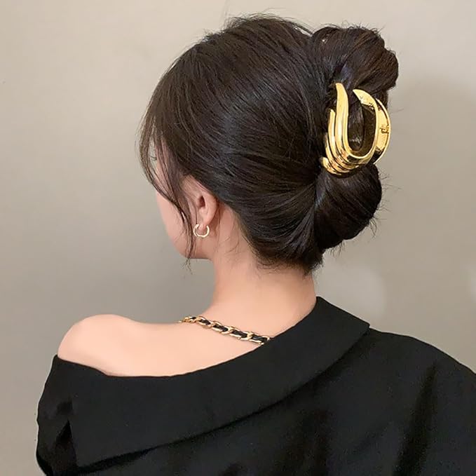 BeeGift 3Pcs Hair Clips,Three 3 Colors Of Metal Hair Clips, 4Inch Exquisite Geometry Designs Hair Jaw Clips Fashion Style Hair Clips For Hair Accessories For Women Girls Gift