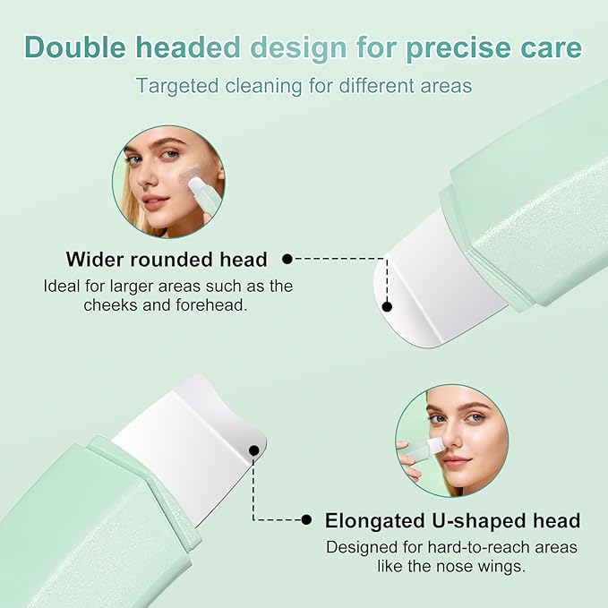Manual Blackhead Remover Tool, Ergonomic Dual-Head Blackhead Scraper with 3-Piece Stainless Steel Extractor Needle Kit, Pore Cleaner Skin Care Tools for Face and Nose