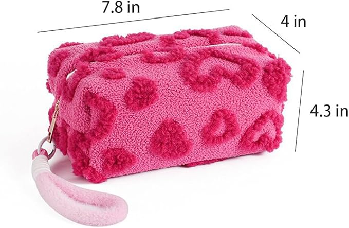 SxoSyo Makeup Bag for Women Cosmetic Bags Large Make up Brushes Pouch Travel Toiletry Purse Zipper Storage Organizer for Gifts (heart, rose pink)