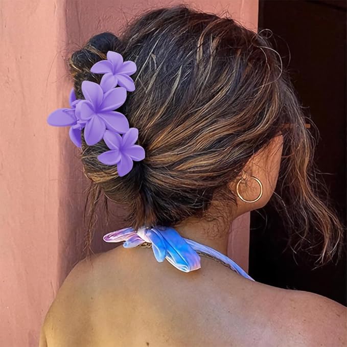 Ahoney 6PCS Flower Hair Clips for Women Strong Hold Nonslip, Big Flower Claw Clip for Thick Hair, Hawaiian Hibiscus Cute Hair Clips Beach Hair Accessories for Women Girls 13