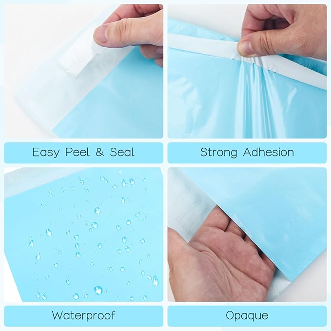 Disposable Sanitary Bags for Feminine Products, Pack of 200, Self-Adhesive Sealing, Odor Reducing, Discreet Disposal of Pads, Tampons, Liners (Light Blue)