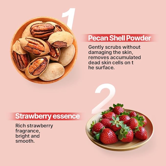 Strawberry Body Polish Removes Dead,for Dry Skin a Soft Hydrated Feel,Smoother, Softer Skin-10.58 oz