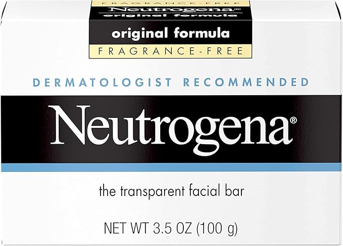Neutrogena Original Fragrance-Free Facial Cleansing Bar with Glycerin, Pure & Transparent Gentle Face Wash Bar Soap, Free of Harsh Detergents, Dyes & Hardeners, 3.5 oz (Pack of 3)