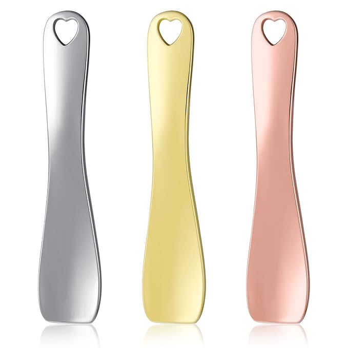 3 Pack Cosmetic Lotion Spatula Metal Makeup Spatula Face Cream Scoop Spatulas Mini Skin Care Spoon Reusable Applicator Tool for Face Mask Cream Lotions