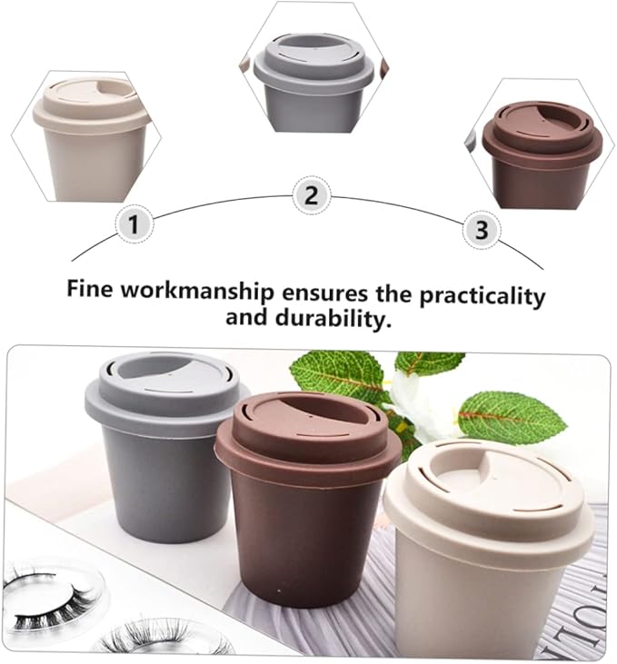 3pcs False Eyelash Storage Box Durable Cases for False Eyelash Organization Portable Design Dark Brown Advanced Gray Oatmeal