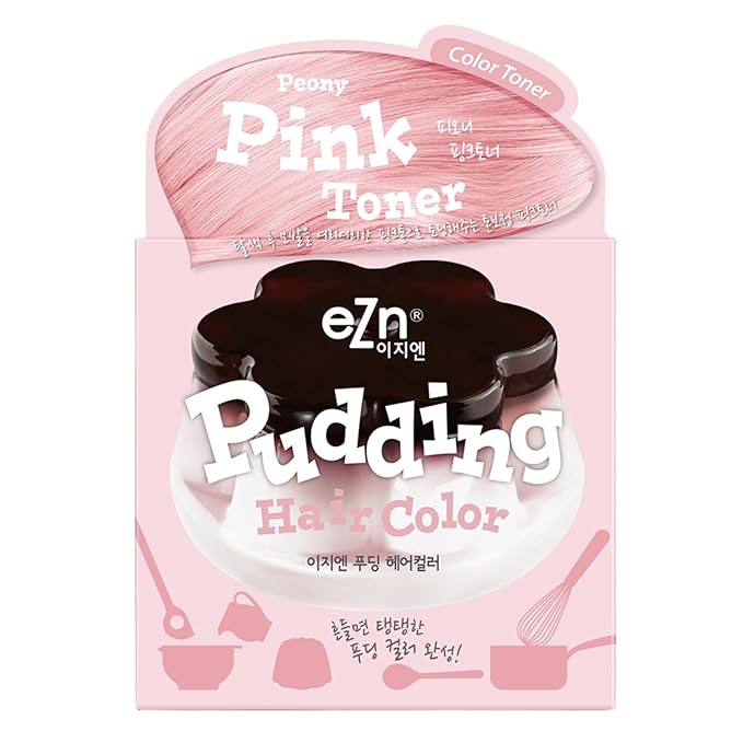 eZn Pudding Hair Dye for Sensitive Scalps – (Pink_Toner) | No-Drip, Ammonia-Free, Long-Lasting Semi-Permanent Hair Color with Keratin for Gentle Gray Coverage at Home