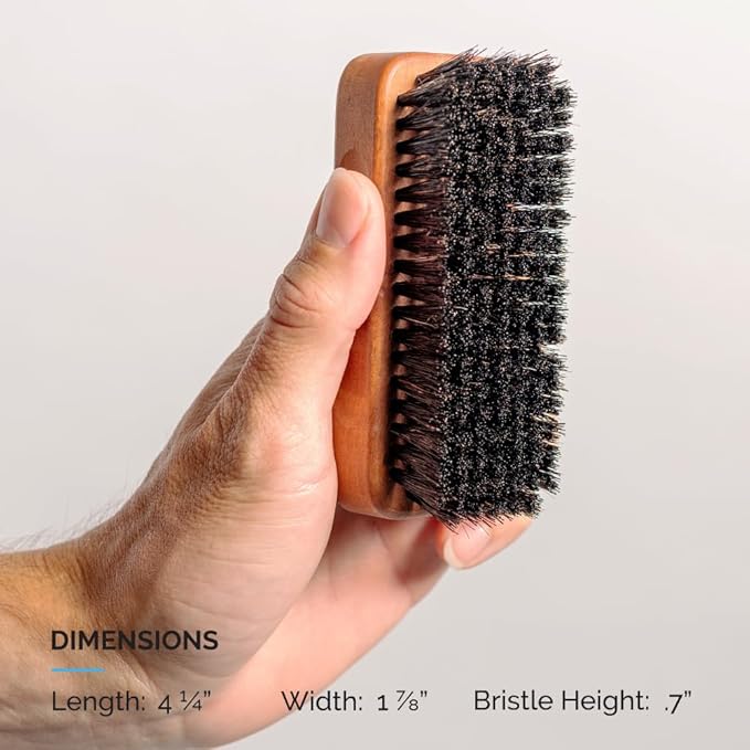 ZEUS Palm Beard Brush for Men, Firm 100% Boar Bristles, Gently Detangles, Smooths & Conditions Facial Hair, German-Made Pear Wood Handle (G91)