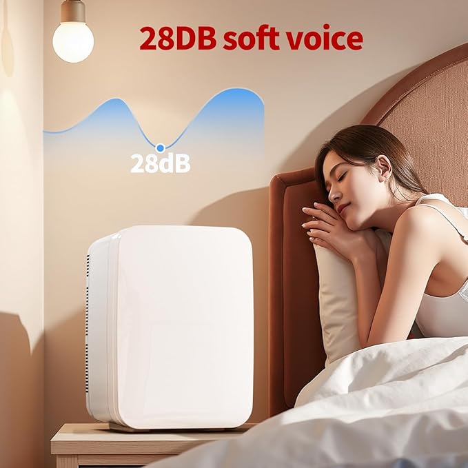 10L Portable Mini Fridge, AC/DC Thermoelectric Cooler and Warmer, Compact Refrigerator with Removable Shelves for Bedroom, Office, Dorm, Car, Camping, Skincare & Food Storage (White 16L)