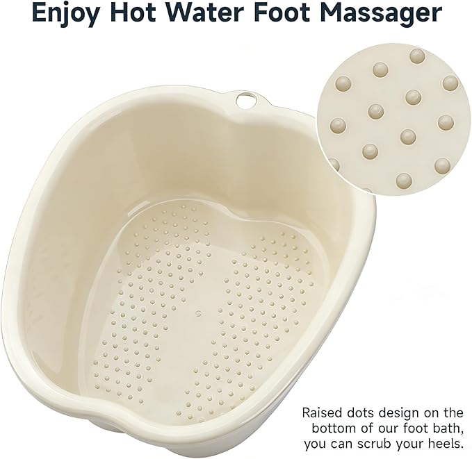 JOYMAY Foot Soaking Bath Basin, Soaking Tub, Large Basin, Feet Pedicure|Foot Massager, Ideal for Relaxation & Stress Relief - Perfect for Home & Spa Use (White)