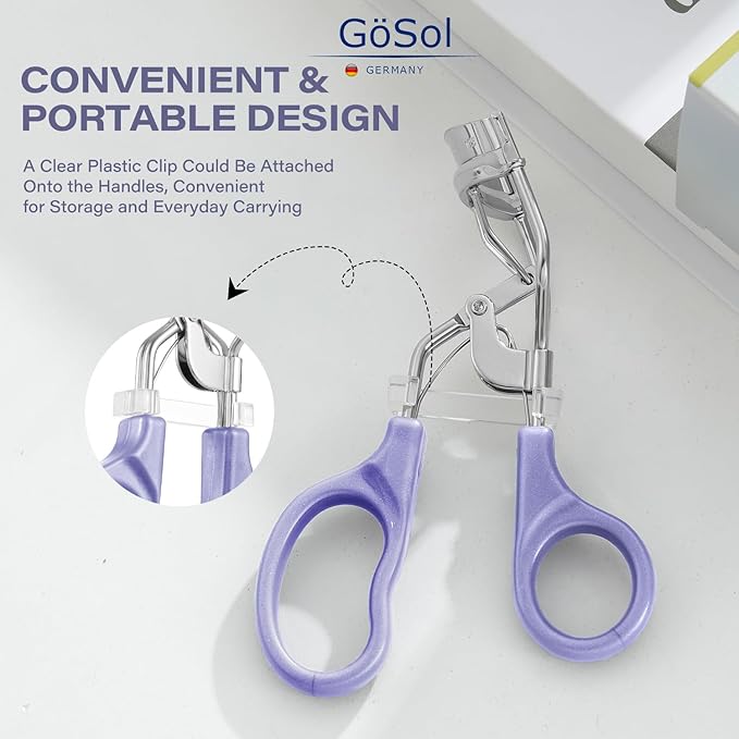 Eyelash Curler w/3 Replacement Pads (Soft/Medium/Firm) - Professional Lash Curler for Natural, Fake, Curly or Straight Lashes, Includes Protective Cover