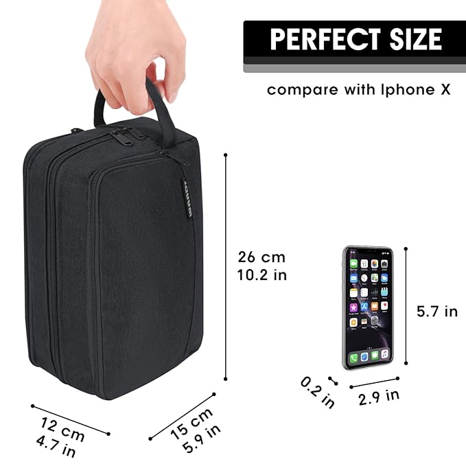 Toiletry Bag for Men Hanging Dopp Kit Water Resistant Shaving Bag Small Toiletry Bag for Traveling (Denim Pure Black)