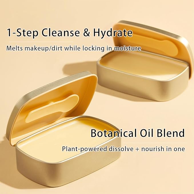 Cleansing Balm Makeup Remover - Vitamin E & Jojoba Oil Infused, Hydrating Facial Cleanser for All Skin Types, Gentle Yet Effective for Waterproof Makeup, 3oz (85g) with Magnetic Spatula