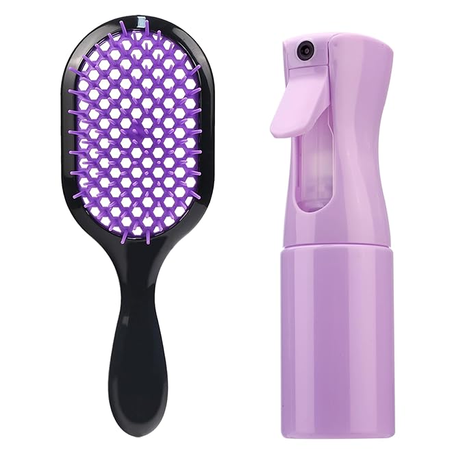 Detangling Brush,1 Pack Detangler Brush and 1 Pcs water spray bottle, Gentle & Effective Detangling on Wet or Dry Fragile Hair Types,Ultra-light, Detangling Brsuh ventilated and antistatic hairbrush