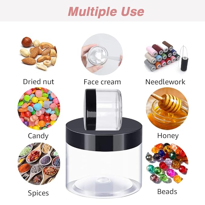 6 oz Small Plastic Containers with Lids + 20g/20ml Small Plastic Jars with Lids Cosmetic Sample Jar (24 Pack) - for Lip Scrub, Body Butters, Cream, Slime, Craft Storage