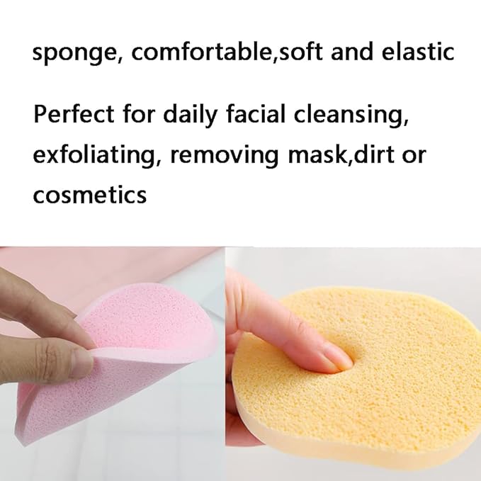 10 Pcs Facial Cleanning Sponges Oval Makeup Removal Cleanning Pad Powder Puff for Face Cleansing,Makeup Removal and Exfoliating
