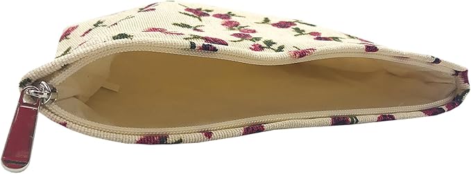 GUTGNK Corduroy Ladies Cosmetic Bag, Large Capacity Canvas Cosmetic Bag Travel Toiletry Bag Accessories Organizer, White Rose