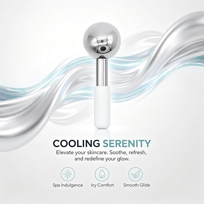 2 PCS Ice Globes for Face, Stainless Steel Ice Globe Face Lifting and Firming Tool, Ice Ball Face Skin Care, Smooth Metal Surface for Easy Cleaning (Silver)