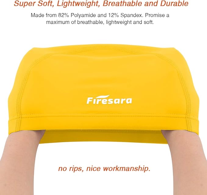 Firesara Fishtail Fabric Swim Cap for Men Women, Breathable High Elasticity Swimming Cap Hair Protection Quick Dry Soft for Long Hair Short Hair, Kids Boys and Girls