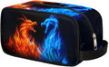Abstract Fire Dragon Kids Toiletry Bag for Boys Girls, Cosmetic Makeup Bag with Handle, Travel Shaving Kit Organizer, Waterproof Portable Wash Bag for Gym Vacation Camping Sports