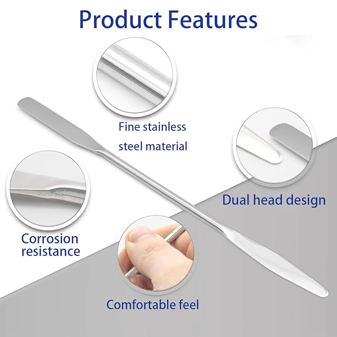 Cosmetic Mixing Makeup Spatula Nail Art Palette Stick Stirring Stainless Steel Rod Mixer Artist Tool for Salon Color Cream Mixing for Professional and Personal Use (Silver, 2 Pcs)