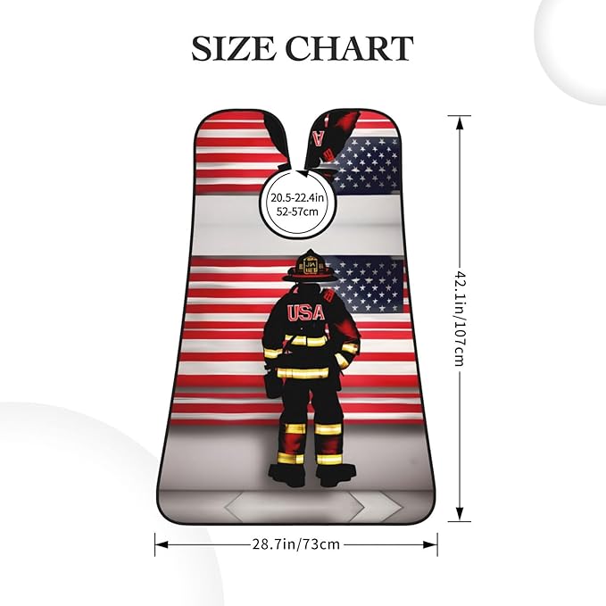 Red Stripe Firefighter Usa Flag Print Beard Bib Apron For Men, Beard Hair Catcher For Men Shaving Trimming,Beard Cape Cloth, Black