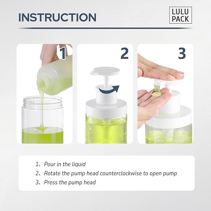 Pump Bottle Dispenser for Soap - 8 oz Plastic Empty Container for Shampoo and Conditioner - Refillable Lotion Jar for Shower and Hand Soap - Wide Mouth Wash Bottle for Bathroom 250ml Clear