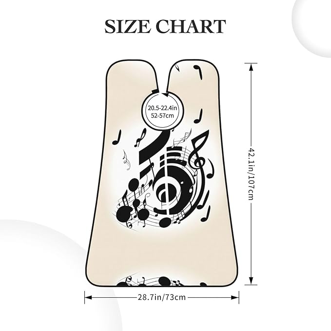 Music Note Print Beard Bib Apron For Men, Beard Hair Catcher For Men Shaving Trimming,Beard Cape Cloth, Black