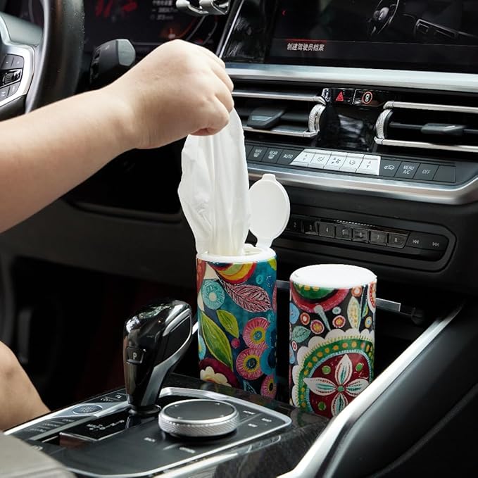 Car Tissues Holder with Facial Tissue, Travel Tissues Cylinder,Cup Holder Tissue Box for Car(3-ply,4 Pack, 200 Sheets)