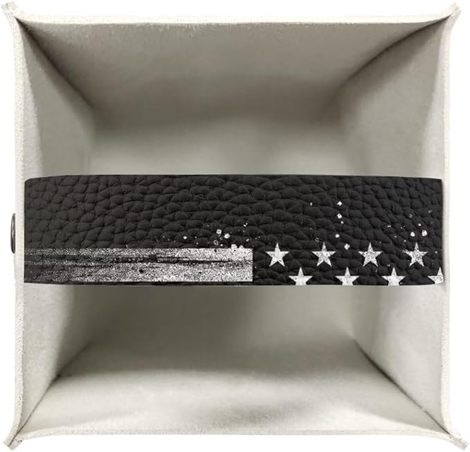 American Flag Eagle Portable Tissue Box Holder, Lightweight PU Leather Square Tissue Cover with Metal Button, Easy Refill Waterproof Napkin Dispenser for Travel, Car, Office, and Bedroom