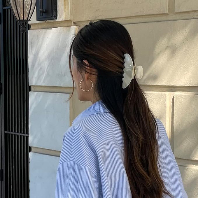 Luxury Cream Claw Clip for Women | Our Acetate Cream Hair Clip Feels Light, Looks Smooth and is Easy to Wear | Use for easy Half Ups with No Snagging and a Secure Grip in a Large Four Inch Size