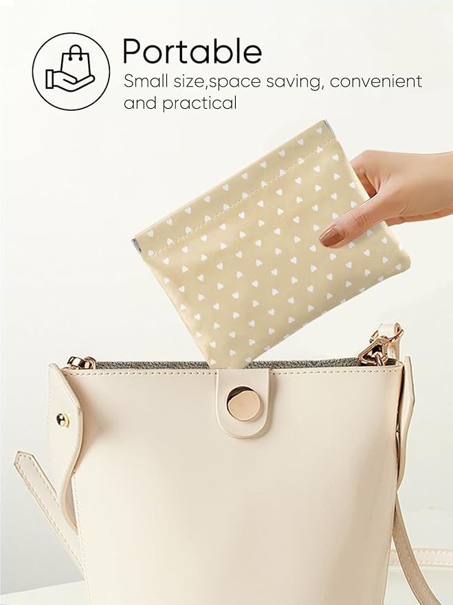 Hearts Leather Makeup Pouch Set for Women Small Make Up Bag for Purse Waterproof Initial Makeup Cosmetic Bags Pouches for Purse Aesthetic Travel Toiletry Bag,Light Brown