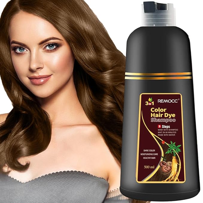 Instant Chestnut Hair Dye Shampoo for Women Men, Hair Coloring Shampoo for Gray Hair, 500ml Herbal Ingredients 3 in 1 Maroon Hair Dye - 100% Gray Coverage Coloring in Minutes 16.9 Fl Oz