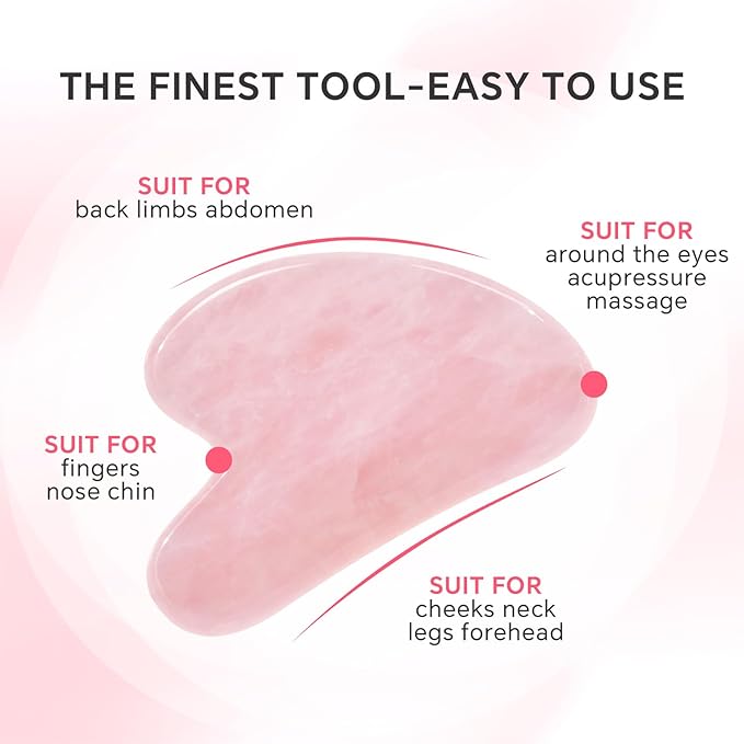 Jade Roller & Gua Sha Set for Face – 4PCS Natural Facial Massage Tools Kit, Lymphatic Drainage Beauty Set for Depuffing, Skin Firming & Relaxation – Self Care & Gift Ready
