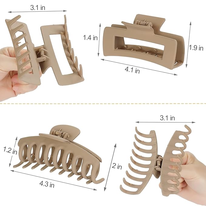 laxizar Claw Clip Hair Clip 8 Pack 4.3 Inch Rectangular Hair Clips for Women Girls Large Hair Jaw Clips Hair Clamps