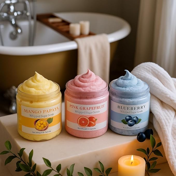 Nature Skin Shop Watermelon Whipped Sugar Scrub, 8oz Foaming Body Polish for Dry Skin & a Summer Glow