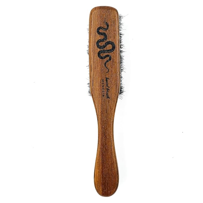 Small Beard Brush with Handle for Men, Travel Boar bristle Hair Beard Grooming Brush (Snake)