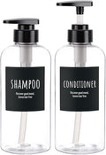 Shampoo and Conditioner Bottles, Segbeauty 2 Pack 16.9oz Refillable Shampoo Bottles, 500ml Labeled Clear Shower Bottles Refillable, Large Empty Plastic Bathroom Soap Lotion Shampoo Dispenser with Pump