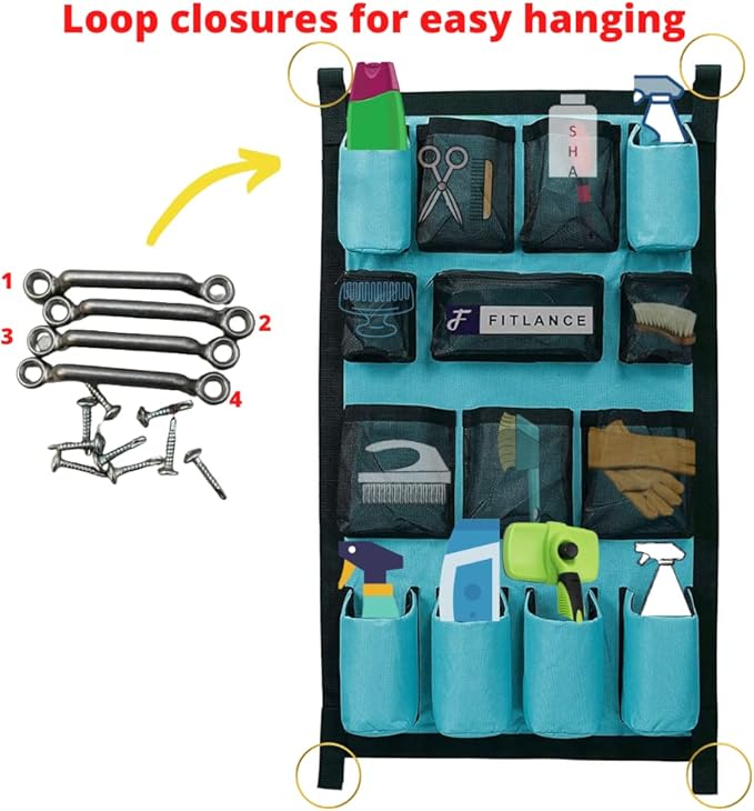 Equine Long Trailer Door Caddy - Horse Trailer Door Caddy Grooming Bag Stall Organizer - Horse Equipment Trailer Door Caddy Storage Bag - Trailer Grooming Bag Door Caddy Organizer