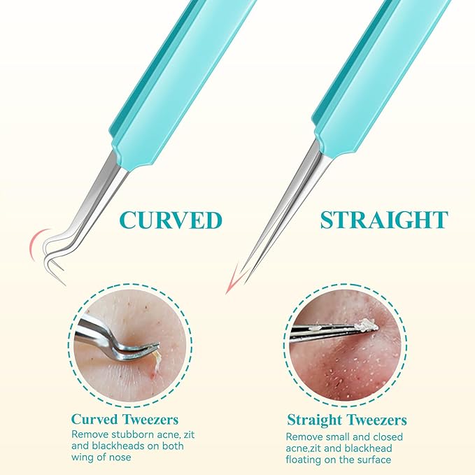 Tweezers for Women Facial Hair, 10 in 1 Pimple Popper Tool Kit with Tweezers, Eyebrow Tweezers Kit with Eyebrow Trimmer & Scissors, Razor, Travel Bag, Hair Plucking Daily Beauty Tools