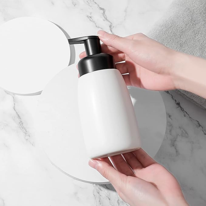 UUJOLY Foaming Hand Soap Dispenser, Ceramic Jar, White, 2 Pack