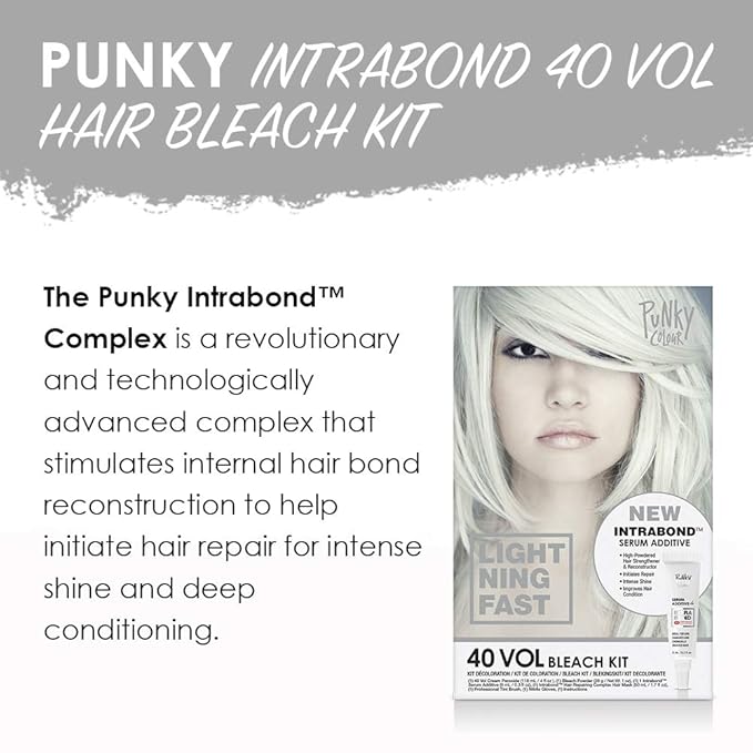 Punky Intrabond™ 40 Vol Bleach Kit, Fast Bleaching Action for Brighter Hair