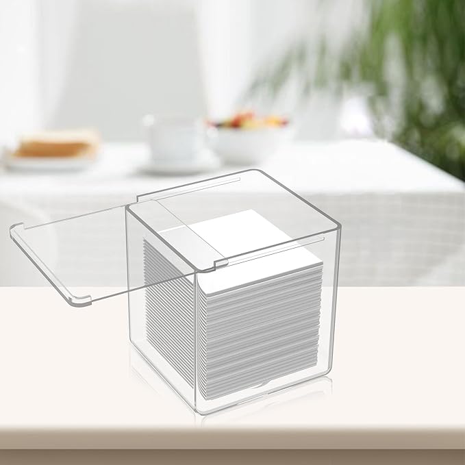 Clear Acrylic Square Facial Tissue Box Holder with Cover Modern Tissue Dispenser, Cover Napkin Organizer for Dryer Sheets, Bathroom, Desks, Countertop, Vanity, Bedroom Dressers,Kitchen Office Room