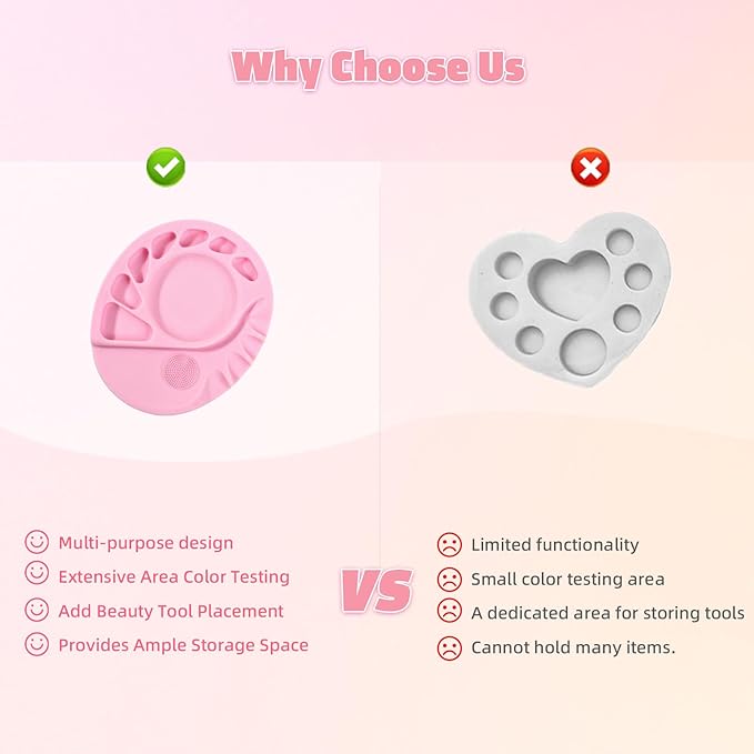 Makeup Palette, 5-In-1 Multifunction Silicone Makeup Mixing Palette with Spatula Artist Tool for Mixing Foundation Nail Art, Eyelash Glue, Cosmetic Makeup Foundation Blending Palette Pink