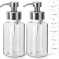 Foaming Soap Dispenser, 14.1 oz/400ml Foaming Hand Soap Dispenser, 2 Pack Glass Foaming Dispenser for Bathroom & Kitchen, Clear Refillable Liquid Dispenser Bottle with Waterproof Labels
