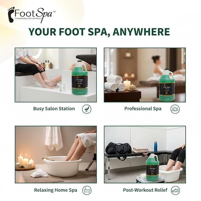 FOOT SPA - Foot Soak - Cleanses, Softens, and Refreshes - Made With Eucalyptus & Peppermint Oil - 128 Oz Gallon - Bulk, Refill Gallon