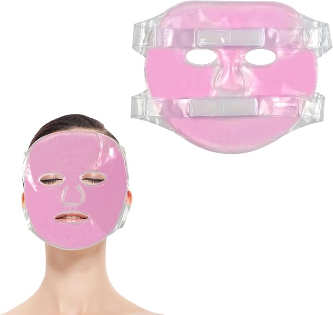 SportEmblema Ice Face Mask - Cooling Gel Face Mask for Puffy Eyes & Headache Relief, Hot Cold Therapy Compress for Facial Skincare, Post Laser Treatment, Sinus Pressure & Migraine, Reusable