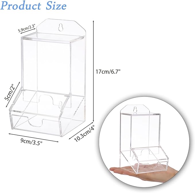 Hipiwe Clear Qtip Dispenser Wall Mount Acrylic Q Tip Holder Bathroom Cotton Ball Organizer Box with Lid Vanity Storage Canister Box for Cotton Swabs Dental Floss, 4"x 3.5"x 6.7"