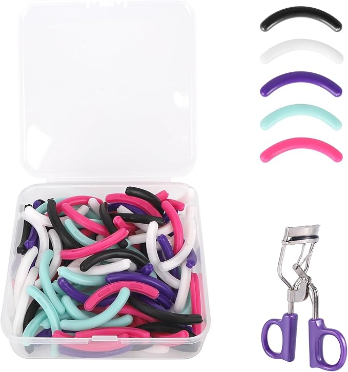 100pcs Replacement Eyelash Curler Refills for Tweezerman, Rubber Eye Lash Curler Pads for Enhanced Comfort and Curl (5 Colors)