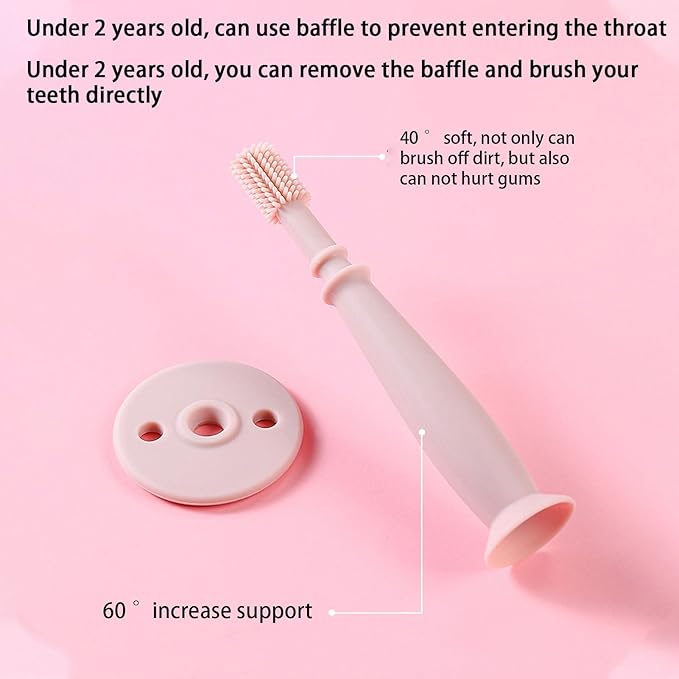Infant Toothbrush – 360° Baby Toothbrush, Suction Base | Silicone Teething Toy, Soft Toddler Gum Massager, Pacifier Accessory, Ergonomic Care Tool, Gentle Bristle Baby Brush, Training Toothbrushh
